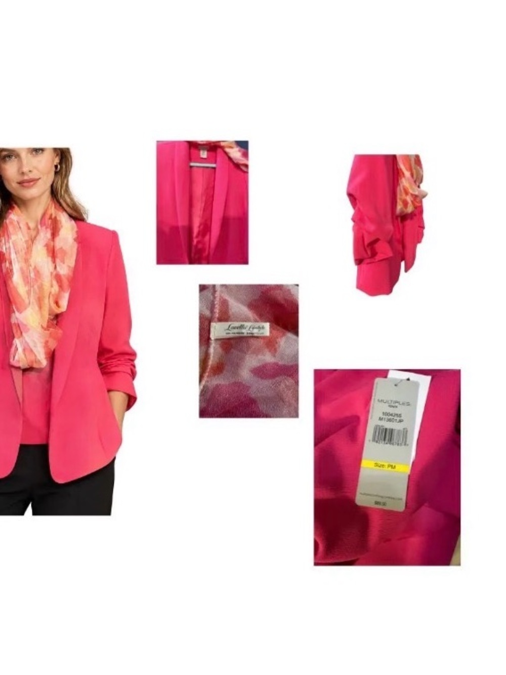 Multiples Pink Jacket with Pink annd Peach Floral Wrap Scarf